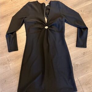 Abercrombie & Fitch Black Long Sleeve Dress with Keyhole Detail